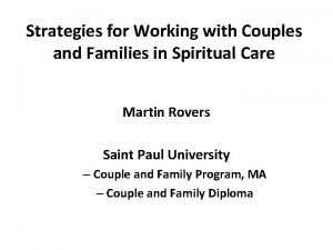 Strategies for Working with Couples and Families in