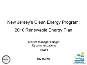 New Jerseys Clean Energy Program 2010 Renewable Energy