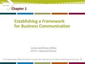 Chapter 1 Establishing a Framework for Business Communication