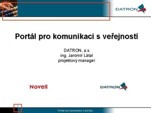 Nadpis Portl pro komunikaci s veejnost DATRON a