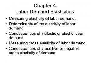 Chapter 4 Labor Demand Elasticities Measuring elasticity of