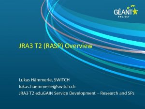 JRA 3 T 2 RASP Overview Lukas Hmmerle