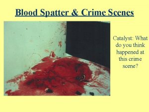 Blood Spatter Crime Scenes Catalyst What do you