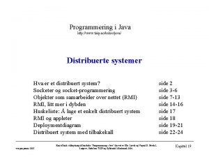 Programmering i Java http www tisip nobokerjava Distribuerte