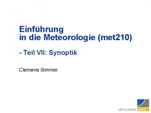 Einfhrung in die Meteorologie met 210 Teil VII