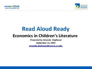 Read Aloud Ready Economics in Childrens Literature Presented