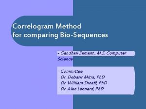 Correlogram Method for comparing BioSequences Gandhali Samant M