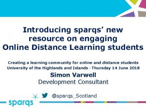 Introducing sparqs new resource on engaging Online Distance