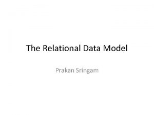 The Relational Data Model Prakan Sringam Relational Data