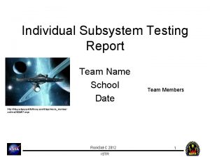 Individual Subsystem Testing Report Team Name School Date