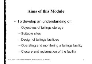 Aims of this Module To develop an understanding