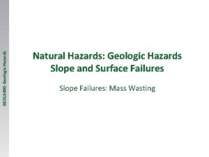 GEOL 3400 Geologic Hazards Natural Hazards Geologic Hazards