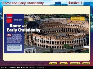 Rome and Early Christianity Section 1 Rome and
