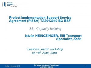 Project Implementation Support Service Agreement PISSA TA 2013040