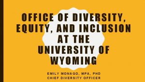 OFFICE OF DIVERSITY EQUITY AND INCLUSION AT THE