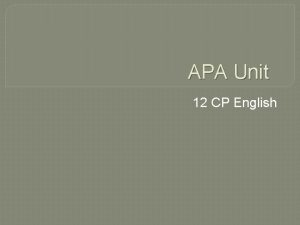 APA Unit 12 CP English American APA Psychological