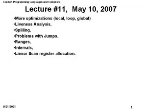 Cse 322 Programming Languages and Compilers Lecture 11