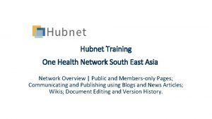 Hubnet Training One Health Network South East Asia