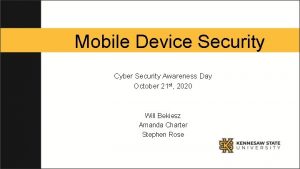 Mobile Device Security Cyber Security Awareness Day October