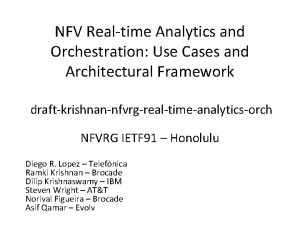 NFV Realtime Analytics and Orchestration Use Cases and