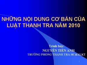 NHNG NI DUNG C BN CA LUT THANH