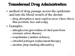 Transdermal Drug Administration method of drug passage across