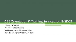 DBE Orientation Training Services for NYSDOT Contract C