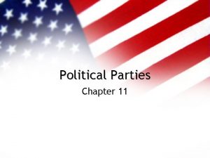 Political Parties Chapter 11 Political Parties Political Parties