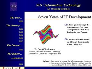 SHU Information Technology An Ongoing Journey The Past