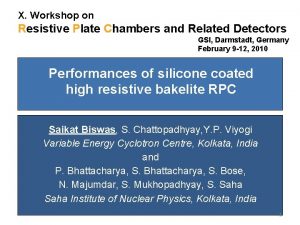 X Workshop on Resistive Plate Chambers and Related