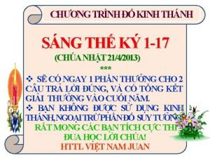 CHNG TRNH KINH THNH SNG TH K 1