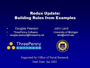 Redux Update Building Rules from Examples Douglas Pearson
