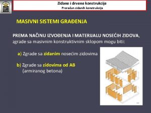 Zidane i drvene konstrukcije Proraun zidanih konstrukcija MASIVNI
