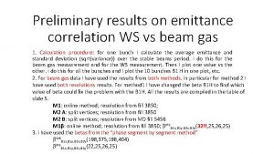 Preliminary results on emittance correlation WS vs beam