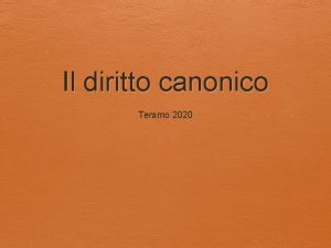 Il diritto canonico Teramo 2020 La nascita della