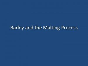 Barley and the Malting Process Overview The purpose