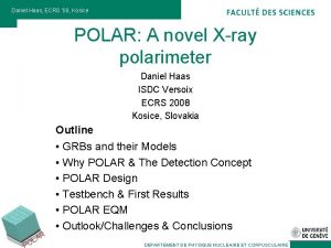 Daniel Haas ECRS 08 Kosice POLAR A novel