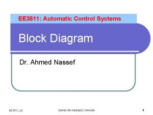 EE 3511 Automatic Control Systems Block Diagram Dr