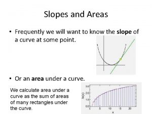 Slopes and Areas Frequently we will want to