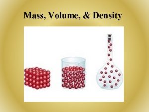 Mass Volume Density Mass Measurement of the amount