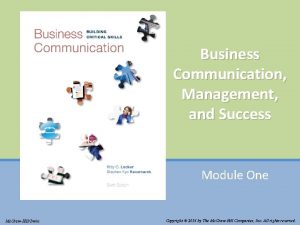 Business Communication Management and Success Module One 2014