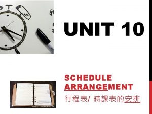 UNIT 10 SCHEDULE ARRANGEMENT ARRANGING AN INTERNATIONAL ITINERARY