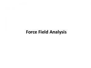 Force Field Analysis Force Field Analysis It provides