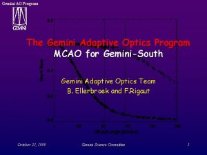 Gemini AO Program The Gemini Adaptive Optics Program