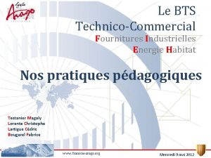 Le BTS TechnicoCommercial Fournitures Industrielles Energie Habitat Nos