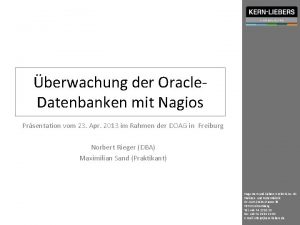 berwachung der Oracle Datenbanken mit Nagios Prsentation vom