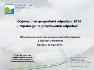 Krajowy plan gospodarki odpadami 2014 zapobieganie powstawaniu odpadw