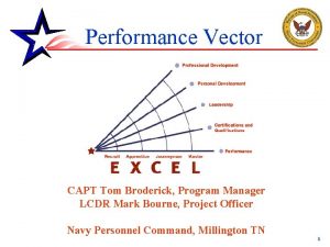 Performance Vector CAPT Tom Broderick Program Manager LCDR