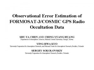 Observational Error Estimation of FORMOSAT3COSMIC GPS Radio Occultation
