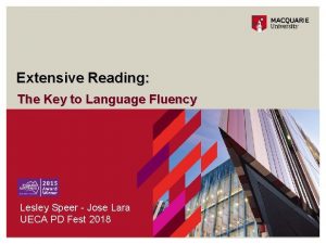 Extensive Reading The Key to Language Fluency Lesley